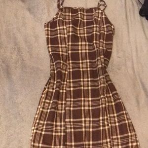 S plaid brown fit dress